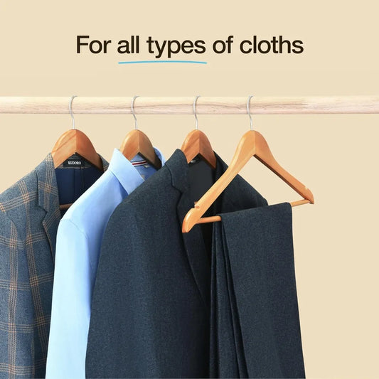Orrivoart Premium Wooden Hangers | Durable Non Slip Coat Hangers | Heavy Duty Natural Solid Wood Clothes Organizer with Swivel Hooks