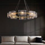 Geometric Water-ripple Textured Glass Chandelier 29''