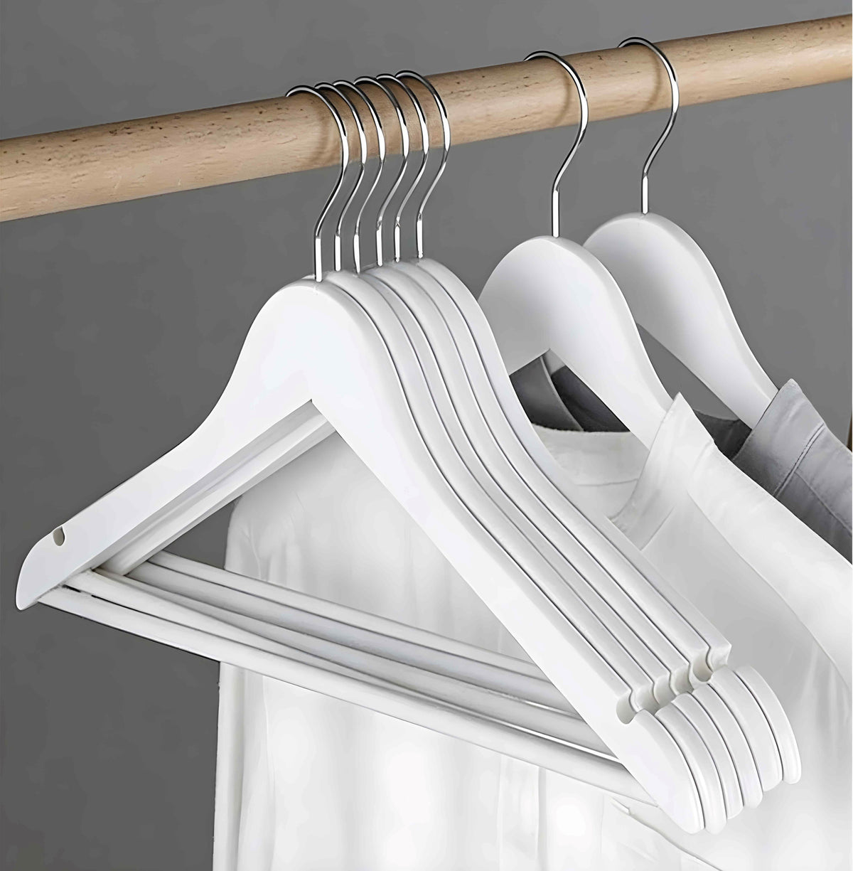 20-Piece Slim Wooden Hangers with Metal Hooks