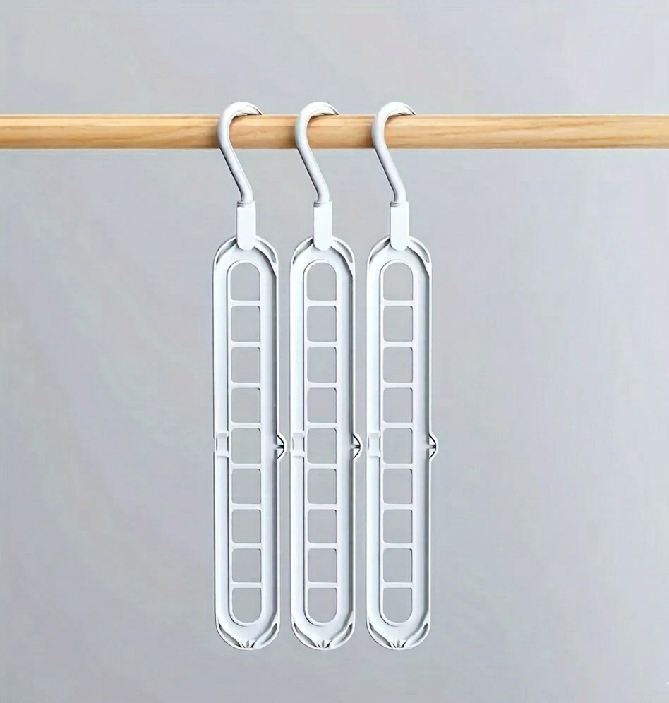 3-Piece Space-Saving 9-Hole Plastic Hanger Set