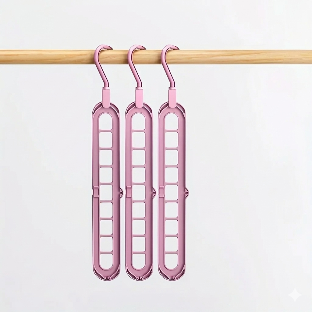 3-Piece Space-Saving 9-Hole Plastic Hanger Set