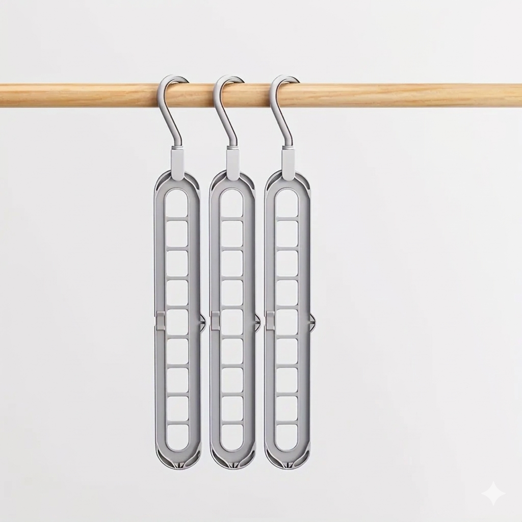 3-Piece Space-Saving 9-Hole Plastic Hanger Set