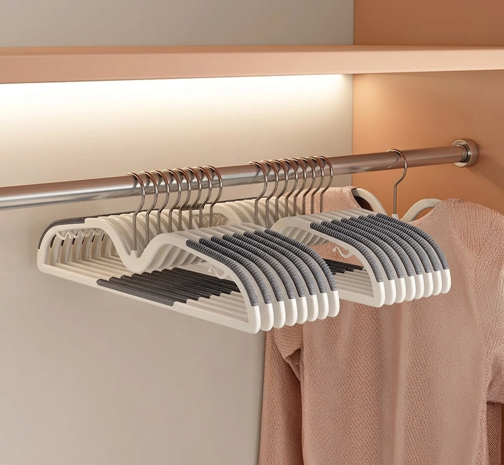 Plastic Hangers with Metal Hooks