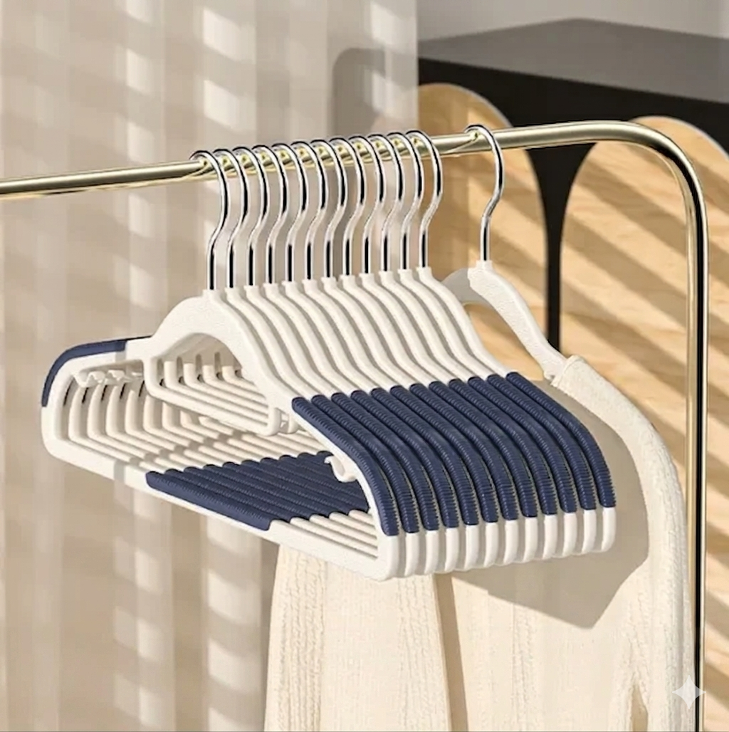 Orrivoart Premium Non-Slip Silicone & Plastic Clothes Hangers | Reusable Wet & Dry Household Hangers for Bedroom Wardrobe Storage and Clothing Organization