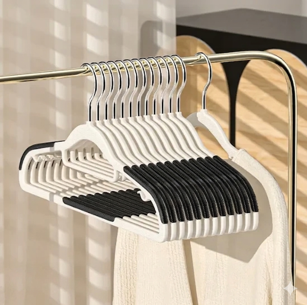 Non-Slip Plastic Hangers with Metal Hooks