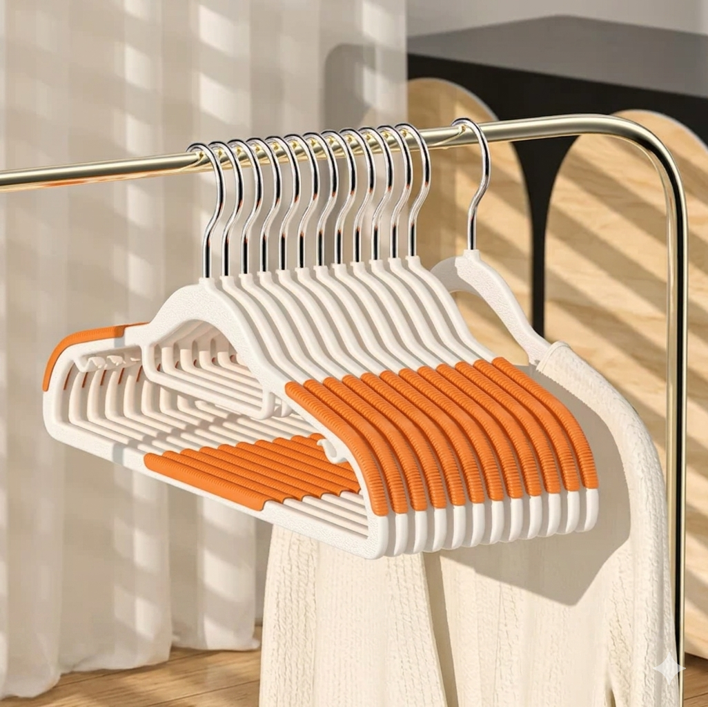 Non-Slip Plastic Hangers with Metal Hooks