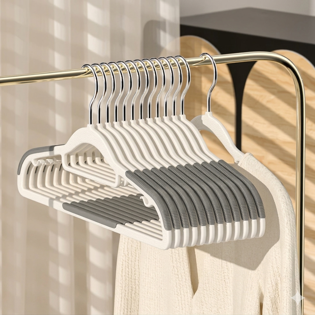 Non-Slip Plastic Hangers with Metal Hooks