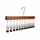 Wood Clothes Hanger Organizer with 12 Hanging Metal Clips