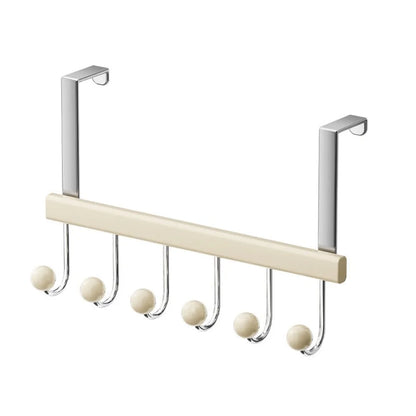 Orrivoart 6 Hooks Over The Door Hooks | Folding Large Capacity Hanging Storage Rack | Punch Free Space Saving Behind The Door Wall Hanger