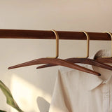 Nordic Style Walnut Wood Clothes Hangers with Matte Gold Hooks