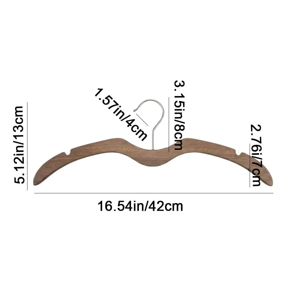 Orrivoart 2pcs Shoulder Protecting Wood Short Neck Hanger | Heavy-Duty Space Saving Clothes Hanger | Anti-slip Wardrobe Organizer for Hotel & Home