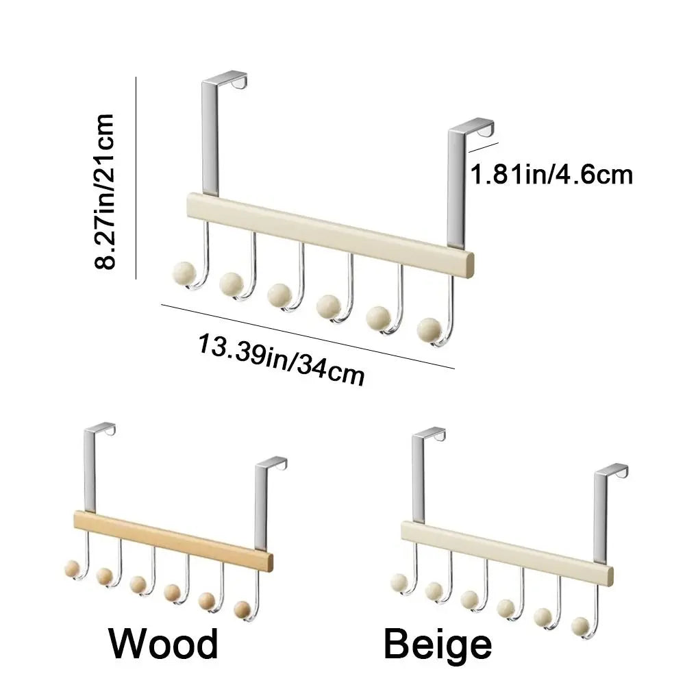Orrivoart 6 Hooks Over The Door Hooks | Folding Large Capacity Hanging Storage Rack | Punch Free Space Saving Behind The Door Wall Hanger