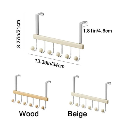 Orrivoart 6 Hooks Over The Door Hooks | Folding Large Capacity Hanging Storage Rack | Punch Free Space Saving Behind The Door Wall Hanger