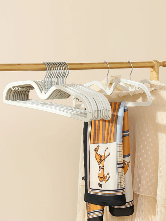 10pcs Non-Slip Plastic Hangers with Metal Hooks