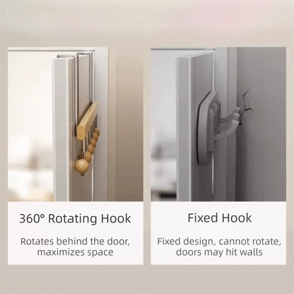 Orrivoart 6 Hooks Over The Door Hooks | Folding Large Capacity Hanging Storage Rack | Punch Free Space Saving Behind The Door Wall Hanger