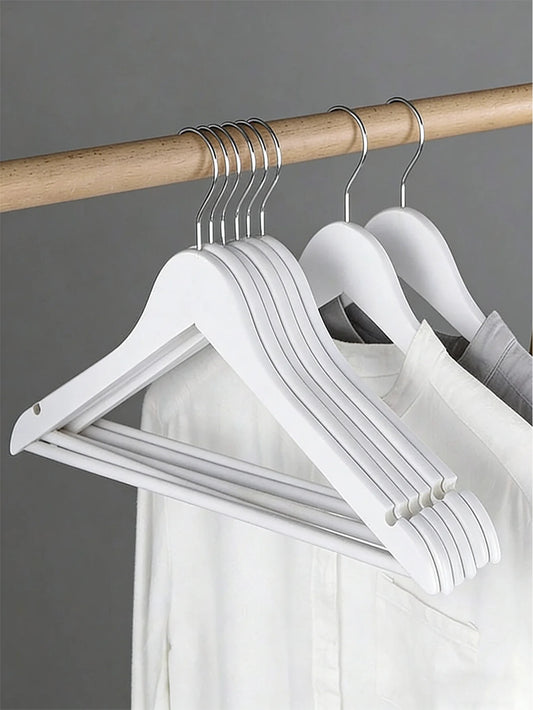 20-Piece Slim Wooden Hangers with Metal Hooks