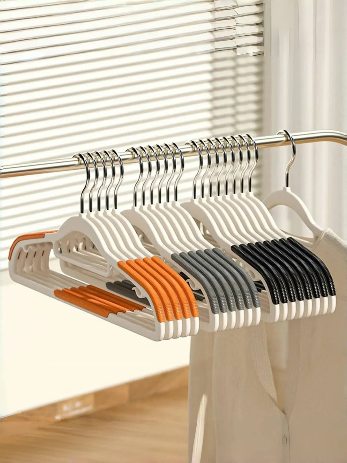 Orrivoart Premium Non-Slip Silicone & Plastic Clothes Hangers | Reusable Wet & Dry Household Hangers for Bedroom Wardrobe Storage and Clothing Organization