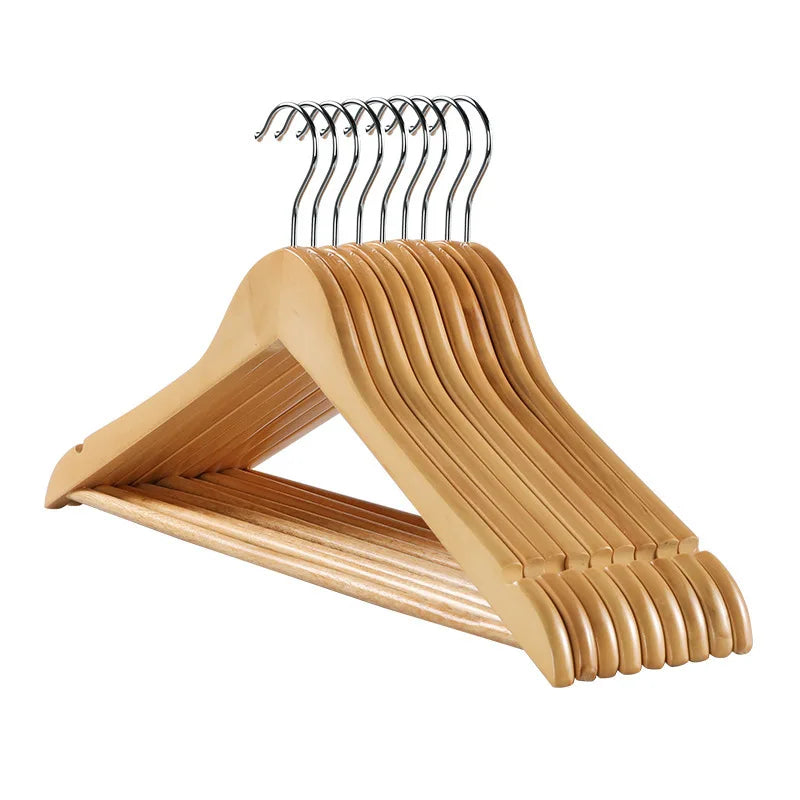 Wooden Clothes Hangers with Swivel Metal Hooks