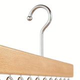 Wood Clothes Hanger Organizer with 12 Hanging Metal Clips