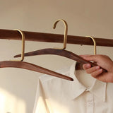 Nordic Style Walnut Wood Clothes Hangers with Matte Gold Hooks