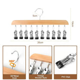 Wood Clothes Hanger Organizer with 12 Hanging Metal Clips