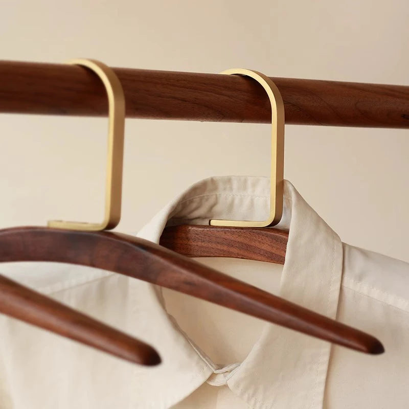 Nordic Style Walnut Wood Clothes Hangers with Matte Gold Hooks