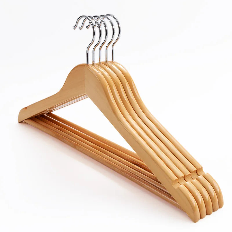 Wooden Clothes Hangers with Swivel Metal Hooks