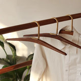 Nordic Style Walnut Wood Clothes Hangers with Matte Gold Hooks