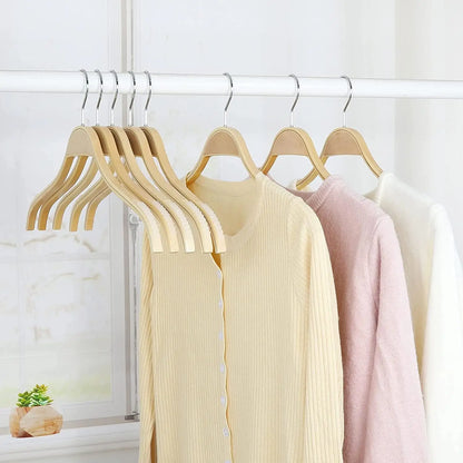 Orrivoart 10 Pcs Wood Coat Hangers | Non-Slip Design Clothing Hanging Rack | Space Saving Organizer for Trousers, Skirts, Coats & Jackets