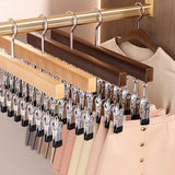 Wood Clothes Hanger Organizer with 12 Hanging Metal Clips