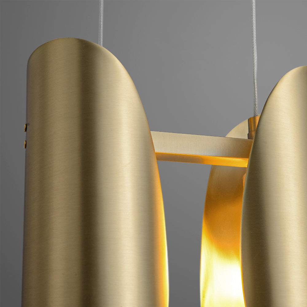 Premium satin brass finish metal curved lighting fixture, suitable for modern homes.